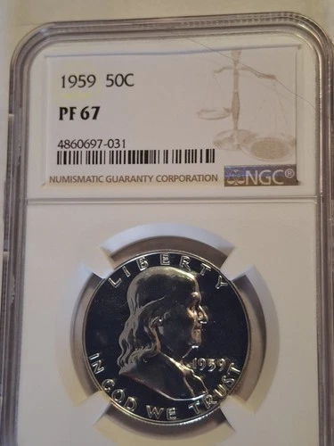 1959 Franklin Half Dollar 50C NGC PF 67 Proof Silver Philadelphia KM#195