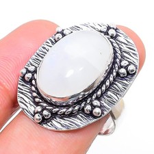 Rainbow Moonstone 925 Sterling Silver Gemstone Handmade Jewelry Ring 7" NS 20119