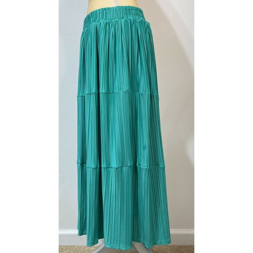 Neu mit Etikett Torrid Größe M/L 10 grün Plissee Stufen gefüttert A-Linie Maxirock - Bild 5 von 12