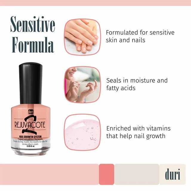Sistema de Crecimiento de Uñas Rejuvacote 2 Fórmula Sensible - Endurecedor y Fortalecimiento de Uñas... Foto 3 de 4
