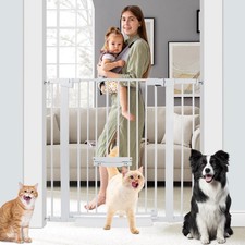 37 Inch Tall Baby Gate with Cat Door, Adjustable 29.55" and -40.55" Wide Auto...