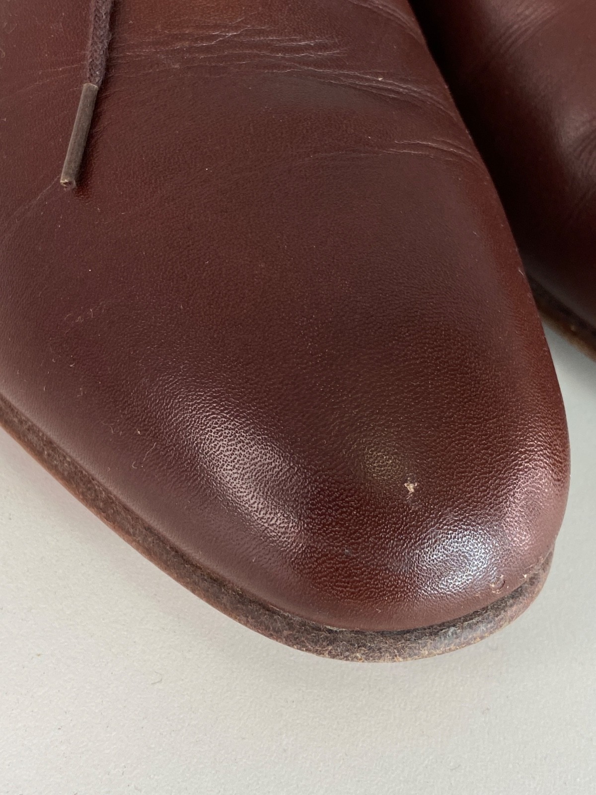 Vintage 1950s men's brown leather shoes 10.5 HANOVER dress formal rust tie USA