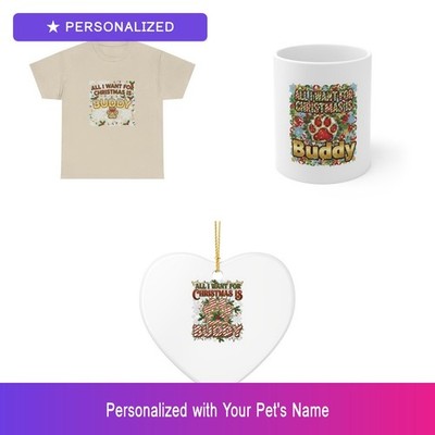 Custom Pet Christmas Gift Set Shirt Mug Ornament Personalized Name Bundle