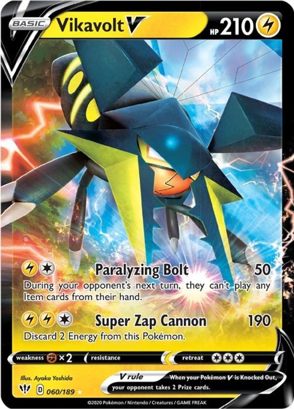 Vikavolt V - 060/189 - Pokemon Darkness Ablaze Sword & Shield Ultra Rare Card NM