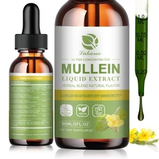 Mullein Drops for Lungs Liquid - Support Respiratory Herbal Supplement USA