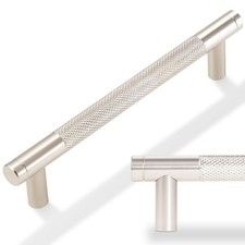 10 Pack 6-5/16 inch 160mm Brushed Satin Nickel Kitchen Cabinet Handles Knurled