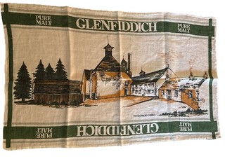 Asciugamano da tè vintage GLENFIDDICH LINO made in Ireland INUTILIZZATO