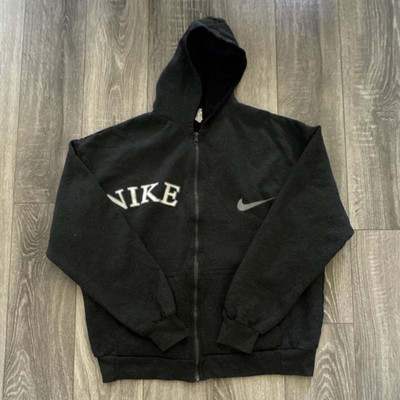Nike Men s Full Zip Hooded Fleece Hoodie Logo Black Size G Regular Fit