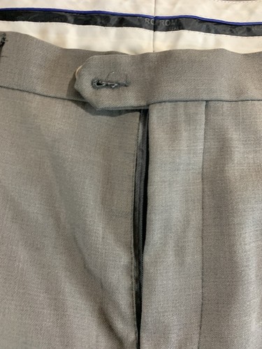 N.Romanov Dress Pants Men's 38 Gray Pleated Super 120'S Sand Tailored Fit Career - Picture 5 of 10