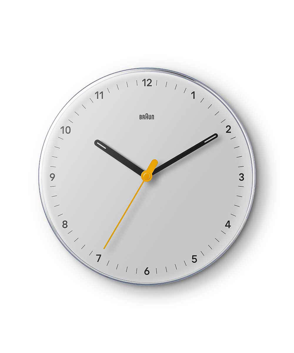 BRAUN BC26W Analog Wall Clock White 9.1in Minimalist Design Plastic New