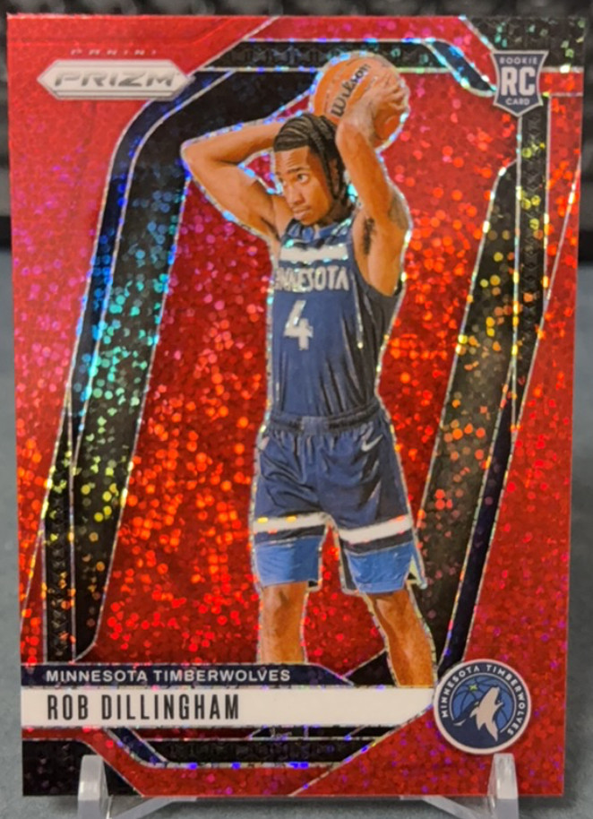 Rob Dillingham 2024-25 Panini Prizm Red Sparkle RC Timberwolves #250