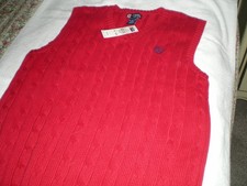 Chaps Red Sweater Vest Sz 18-20 Cable Knit NOS NWT