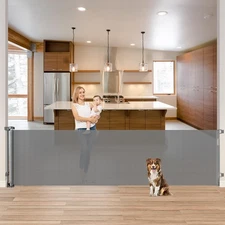 85 Inch Retractable Baby Gates Extra Wide Retractable Dog Gate for Wide Openi...