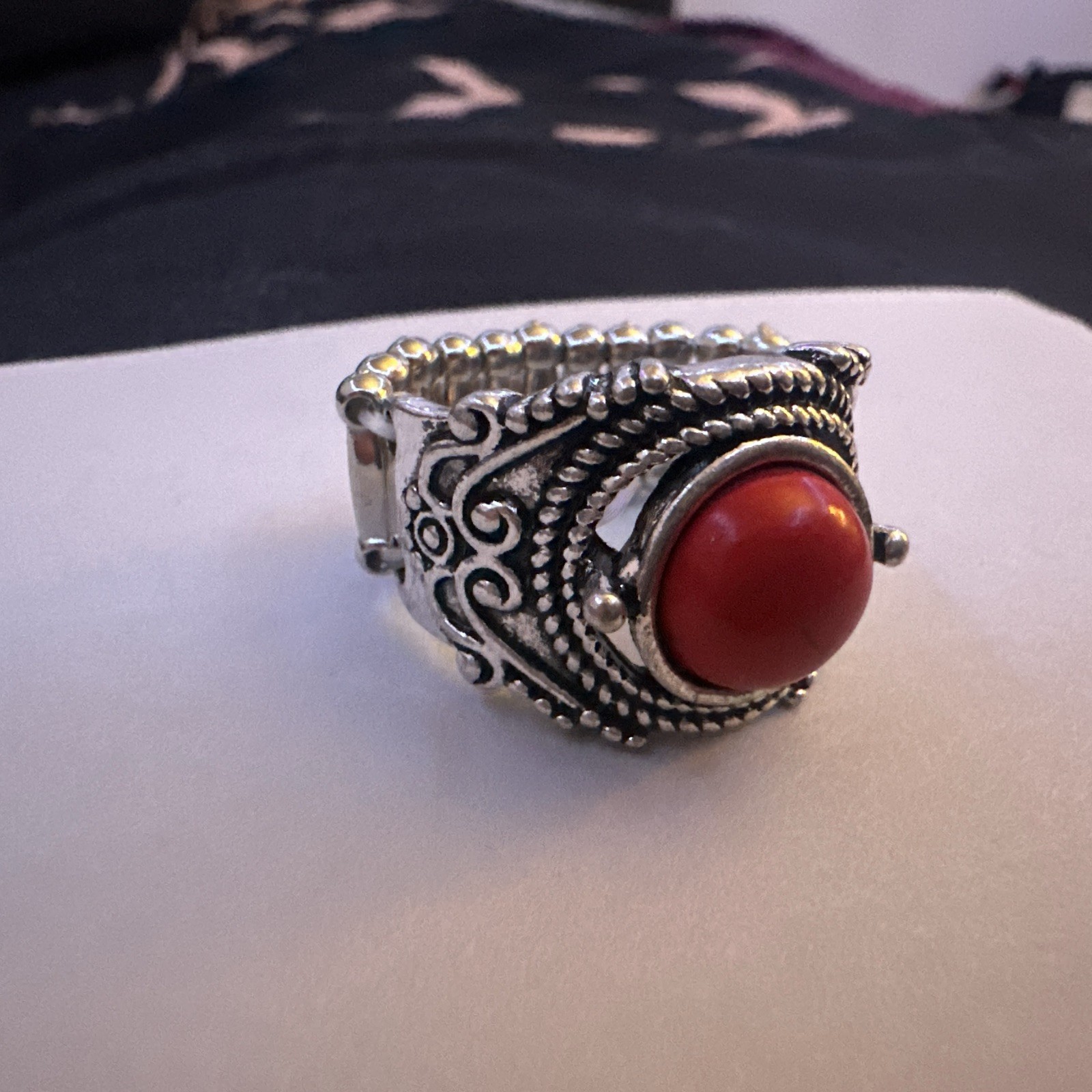 Vintage Red Stone Ring Adjustable - image 4