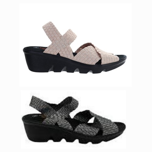 🔥Bernie Mev Lihi Buttercup Basket Weave Strap Wedges Blush/BLK Shimmer US9/EU40 - Picture 3 of 20