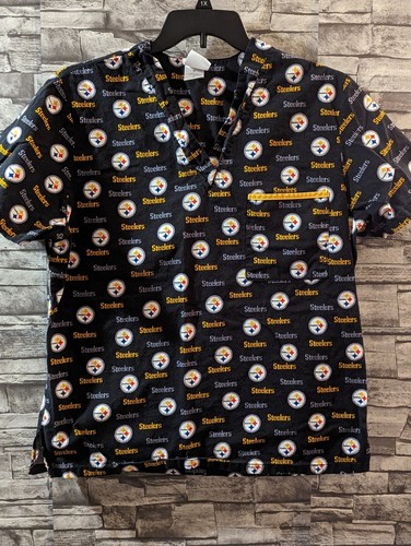 NFL Team Apparel Scrub Top Pittsburgh Steelers Pocket Football Größe Medium