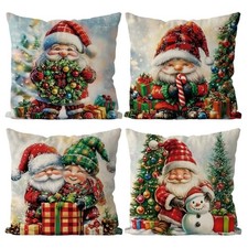 Gnome Christmas Decorations Vintage Christmas Pillows Covers Xmas 18"x18"