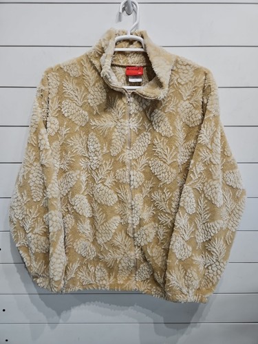 De colección Black Mountain All Over Deep Pile Beige Cono de Pino Vellón Años 90 Adulto XL EE. UU. - Imagen 1 de 6