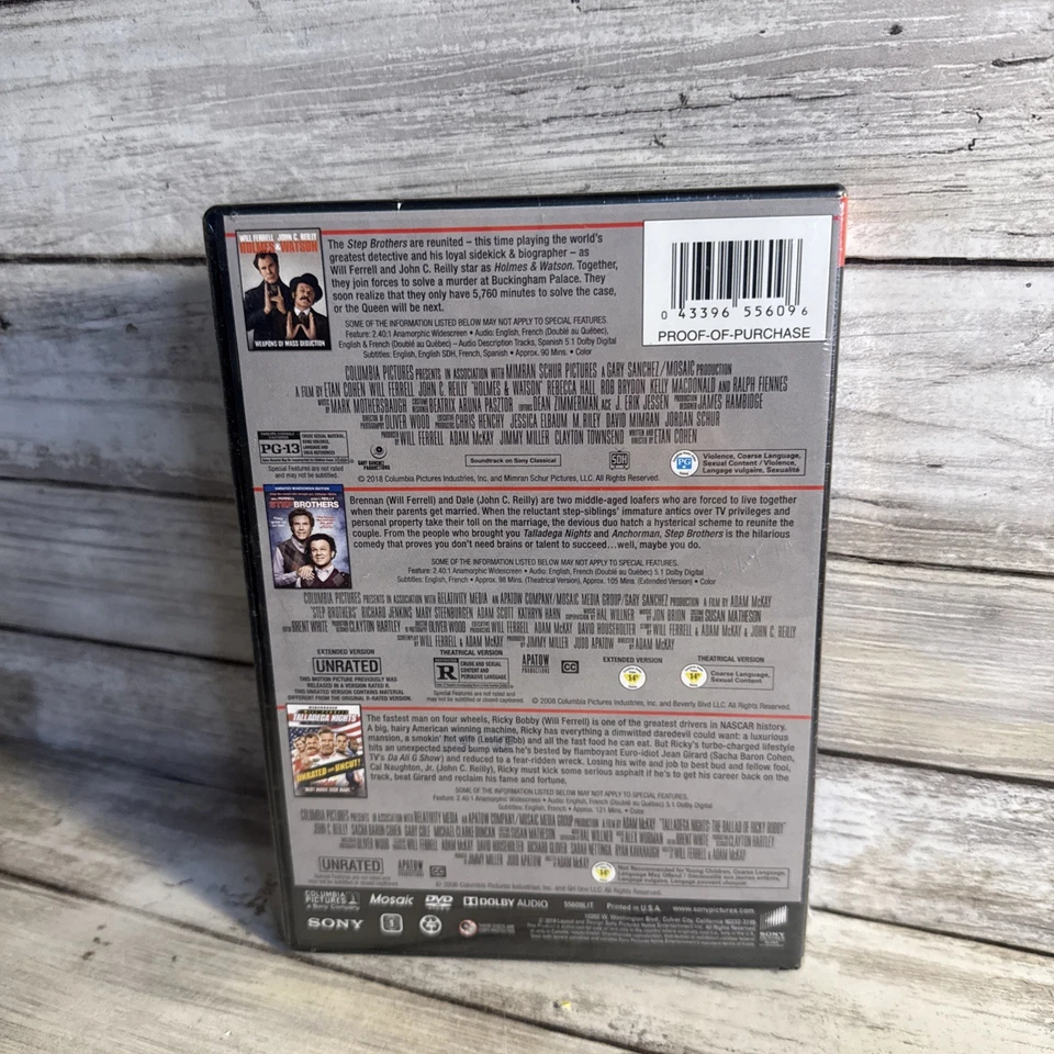 New! 3 Epic Movies Holmes & Watson, Step Brothers, Talladega Nights DVD Sealed - Image 3 of 4