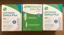OneTouch Delica Plus 33g Lancets 3 Boxes 100 Lancets Per Box for Blood Glucose