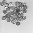 90% (49) SILVER MERCURY DIMES  and (1) BARBER DiME - FULL ROLL OF 50 COINS