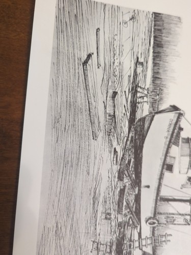 A.Shemroske Kemah,Texas Signed Autograph Print 17.5x11.5 Sketched "2 Boats" 1977 - Picture 12 of 14