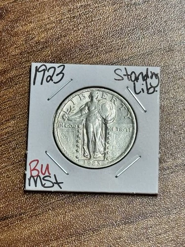 1923 P Standing Liberty Silver Quarter BU Uncirculated MS+ Type Coin (Raw18016)
