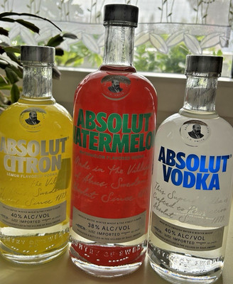 3x Absolut Vodka Citron, Watermelone, pur 2,4l 38/40% NEU