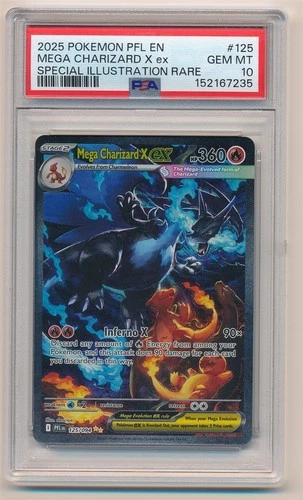 2025 POKEMON PFL SPECIAL ILLUSTRATION RARE SIR MEGA CHARIZARD X EX #125 PSA 10