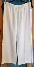 Chicos Pants Size 2 White Linen Wide Leg High Rise Pull On Lagenlook Beach