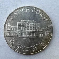 1971 Austria 25 Schilling silver coin Wiener Borse anniversary Austrian Mint