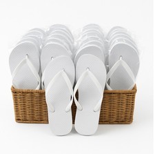 25 pairs of White flip flops Bulk wedding guest Wholesale UK 5-6 7-8 & 9-10