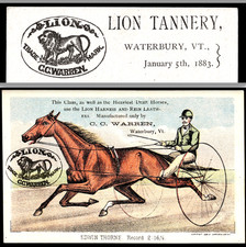 Currier & Ives Trotter Edwin Thorne 1882 Warren Lion Tannery VT tarjeta comercial SR.98