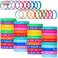 Vivid 60-Piece Motivational Stretch Bracelets - Cheerful Gift for Everyone
