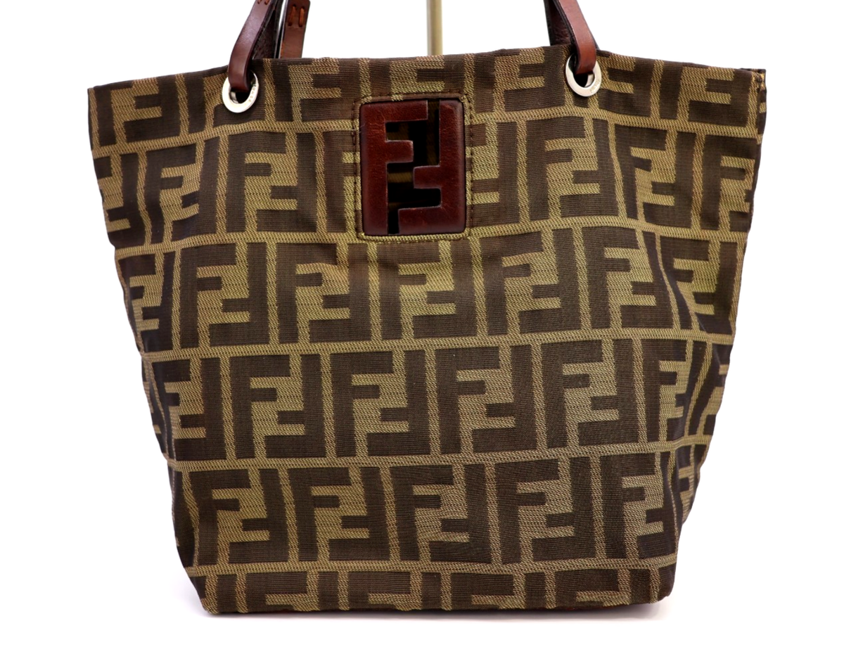バッグ Vintage Fendi Zucca FF logo tote bag Fendi Vintage FF Logo Zucca Canvas Tote Bag Brown