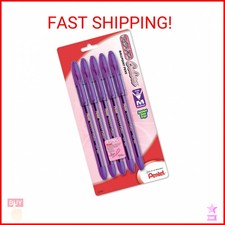 Pentel R.S.V.P. Colors Ballpoint Pen, 1.0mm, Medium Line, Violet Ink, 5 Pack BK