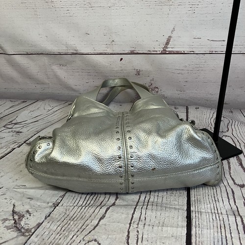 Michael Kors Bolso Cuero Granulado Genuino Estaño Plata Clavo Cabeza Ribete - Imagen 6 de 16