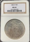 1884-O MORGAN 90% SILVER DOLLAR :: NGC MS-64