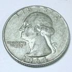 1964 D Washington Quarter 90% Silver, Circulated Coin #5596