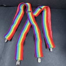 Vintage Rainbow 4-point Adjustable Suspenders Pride Clown Mork Mindy