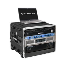 Sound Town Lightweight 8U PA DJ Rack/Road Case with 7U Rack Space, ABS Constr...