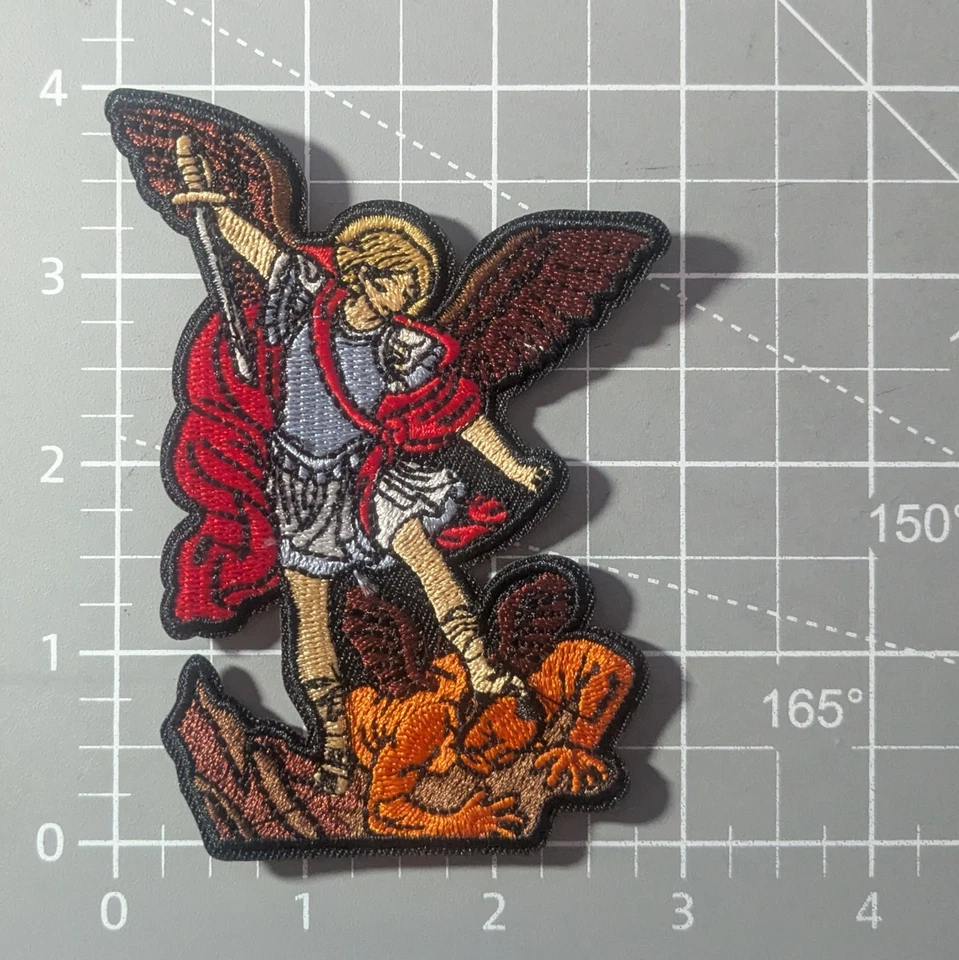 Archangel St Michael Patch Good vs Evil God's Justice Embroidered Iron 4x3" - Image 2 of 3
