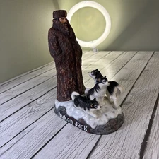 YUKON JACK PORCELAIN DECANTER W/HUSKIES 1985 HANDCRAFTED LIMITED EDITION IN BOX.
