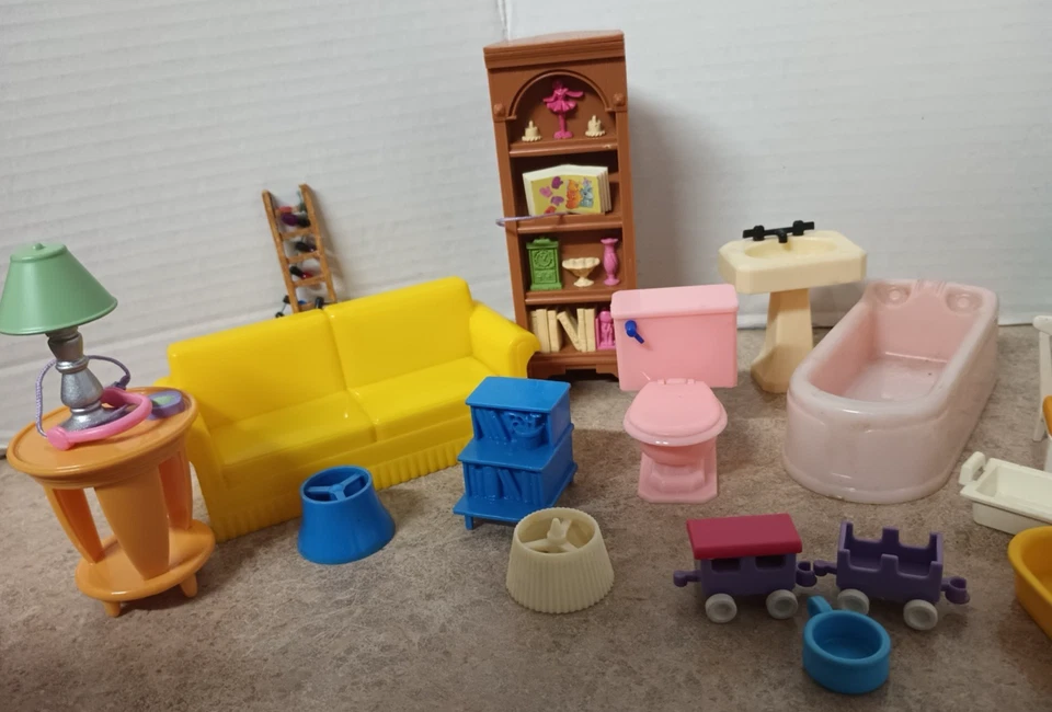 Lote de 20 muebles miniatura vintage para casa de muñecas + piezas de plástico envío GRATIS Foto 2 de 4