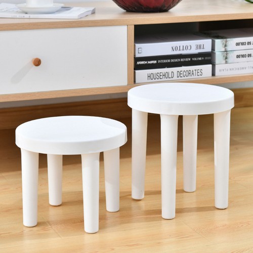 1PC Creative Plastic Small Low Stool Bathroom Anti- Round Stool (White) - Imagen 9 de 12