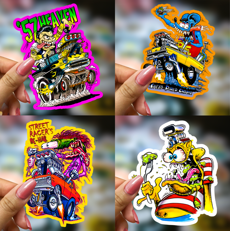 Rat Fink Ed Roth Vinyl Decals 40pcs Hot Rod Custom Car Bike Skateboard ...