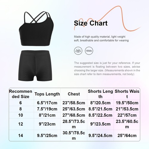 Girls Swimwear Summer Shorts Asymmetrical Dance 2 Pieces Crop Top Holiday Beach - Picture 39 of 70