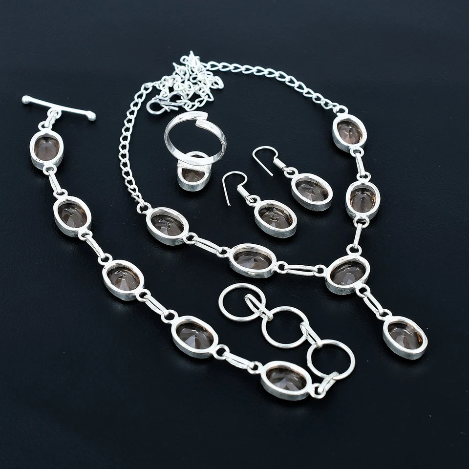 Morganite 925 Sterling Silver Oval Gemstone Handmade Ethnic Jewelry Set VJ 197 - Image 4 of 4