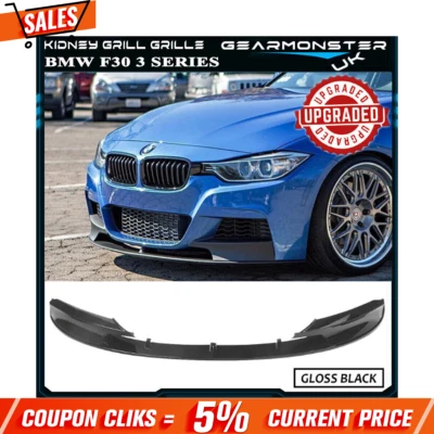 GEARMONSTER FRONT LIP SPOILER SPLITTER GLOSS BLACK FOR BMW F30 F31 3 SERIES M STYLE 12-2018
