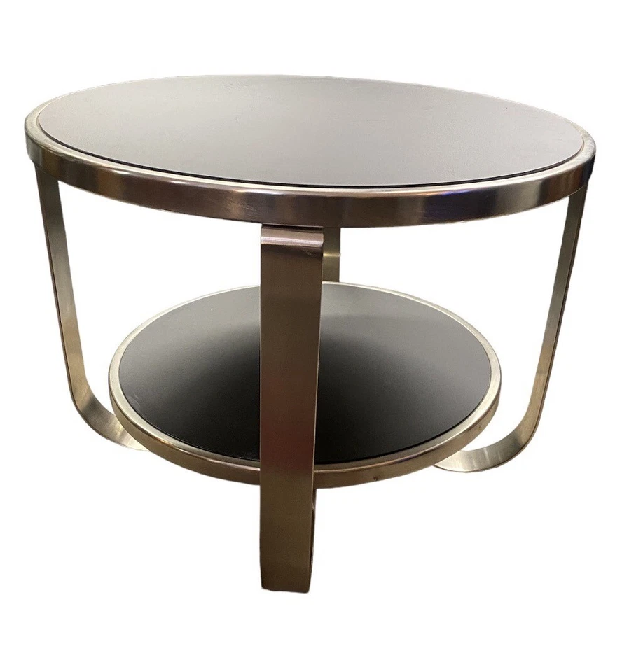 1930s Art Deco  Machine Age Nickel Plated Metal And Black Formica Coffee Table - Image 2 of 4